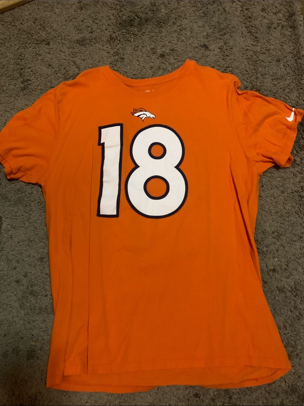 Nike Orange Denver Broncos #18 Football Tee Peyton Manning